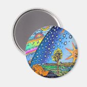 Flammarion Woodcut Flat Earth Design Square COLOR Magnet (Vorderseite/Rückseite)