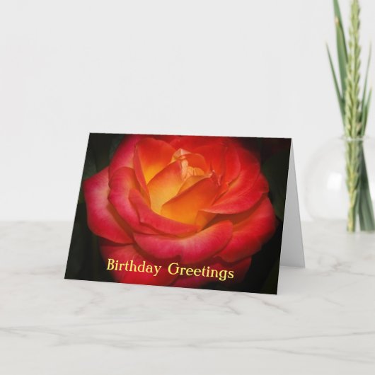 Flammbare Rose Geburtstagskarte Karte (Vorderseite)
