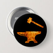 Flamme Anvil & Hammer Blacksmith Metalworking Button (Vorne & Hinten)
