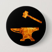 Flamme Anvil & Hammer Blacksmith Metalworking Button (Vorderseite)
