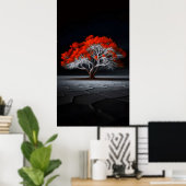 Flamme des Lebens – Roter Baum der Widerstandsfähi Poster (Heimbüro)