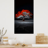 Flamme des Lebens – Roter Baum der Widerstandsfähi Poster (Küche)