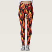 Flamme Feuer Rot Orange Fettes Muster Leggings (Vorderseite)