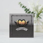 Flamme Heart RockNRoll Biker Wedding Einladung (Stehend Vorderseite)