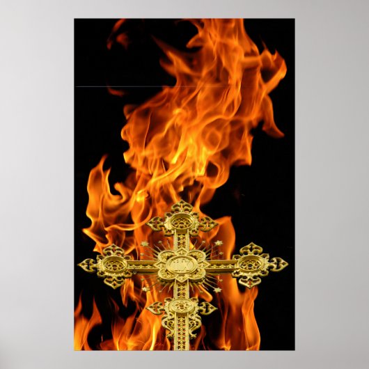 Flamme, Kreuz Poster (Vorne)