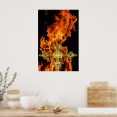 Flamme, Kreuz Poster (Küche)