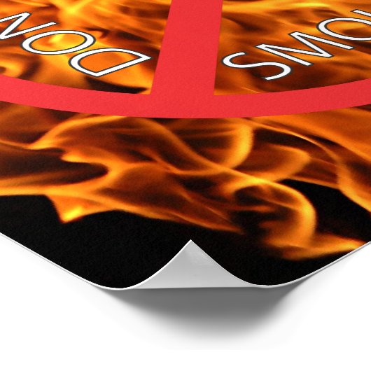 Flamme, Rauche kein rotes Zeichen Poster (Ecke)
