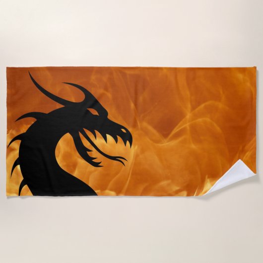 Flamme und Hitze des schwarzen Drachen Strandtuch (Vorderseite)