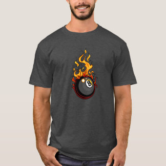 Flammen acht Ball-Billard-T - Shirt