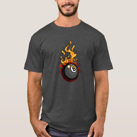 Flammen acht Ball-Billard-T - Shirt (Vorderseite)