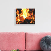 Flammen auf brennenden Holzscheiten Leinwanddruck (Insitu (Wohnzimmer))