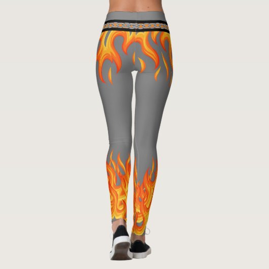 Flammen auf Grau Leggings (Rückseite)