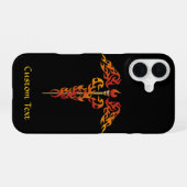Flammen-Caduceus iPhone 16 Hülle (Rückseite (Horizontal))
