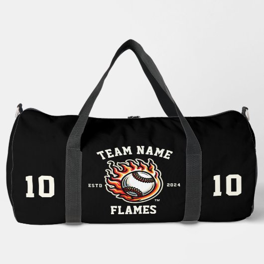 Flammen "Customizable"-Baseball Duffle Bag (Vorderseite)
