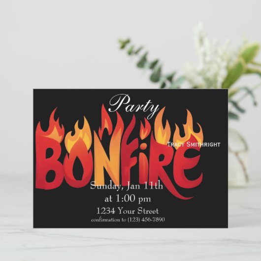 Flammen des Feuers Einladung (Stehend Vorderseite)