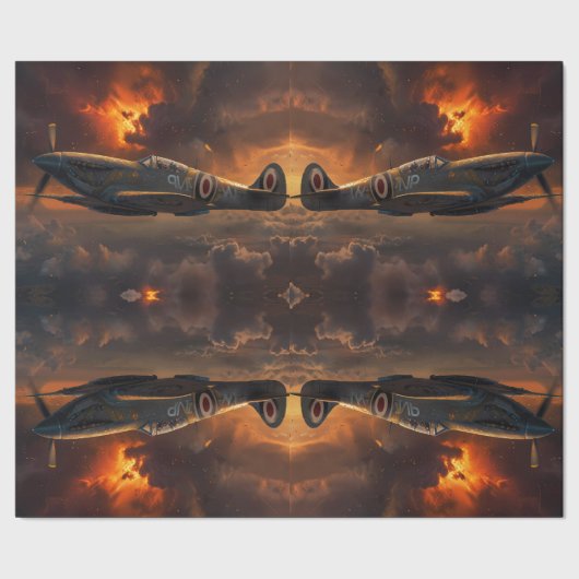 Flammen des Himmels: Aufstieg eines Spitfire Geschenkpapier (Saum)