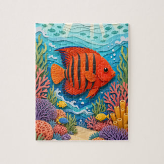 Flammen-Engelfisch-Korallenriff-Jigsaw aus ausgesc Puzzle