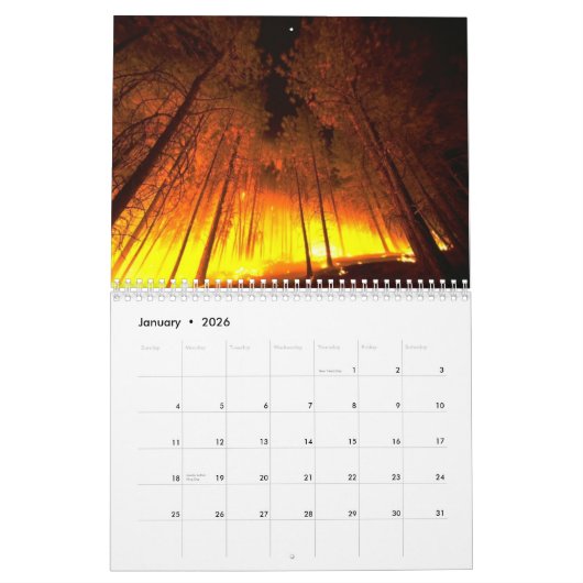 Flammen-Feuer-Wandkalender Kalender (Jan 2026)