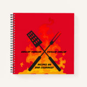 Flammen Grillen persönliches Kochbuch Rezept Noteb Notizblock (Vorderseite)