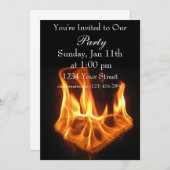 Flammen-Herz-Partyfeuer laden ein Einladung (Vorne/Hinten)