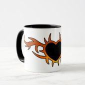 Flammen-Herz-Tätowierung Tasse (Vorderseite Links)