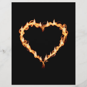 FLAMMEN HITZE schwarzes Herz Feuer brennende heiße Flyer