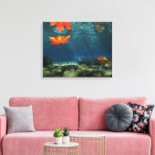 Flammen in den wasserummantelten Canvas Leinwanddruck (Insitu (Wohnzimmer))