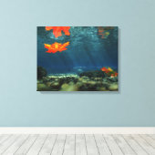 Flammen in den wasserummantelten Canvas Leinwanddruck (Insitu (Holzboden))