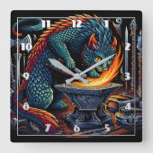 Flammen kreieren: Katzenschmied bei der Arbeit Quadratische Wanduhr (Vorderseite)