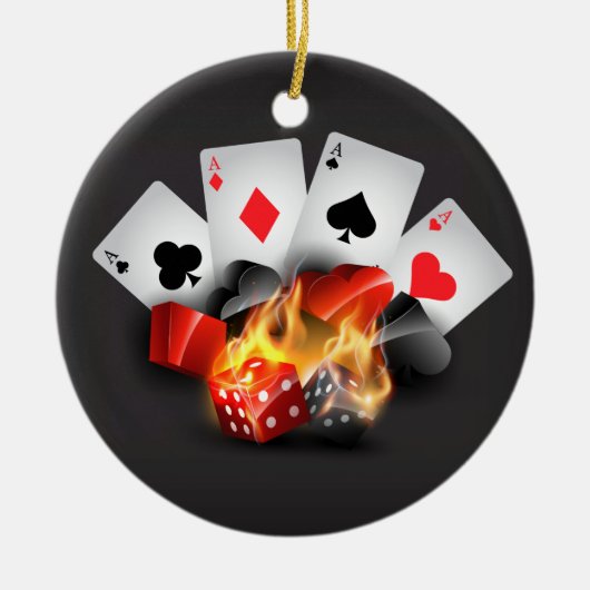 Flammen-Poker-Kasino-Schwarzes Keramikornament (Vorne)
