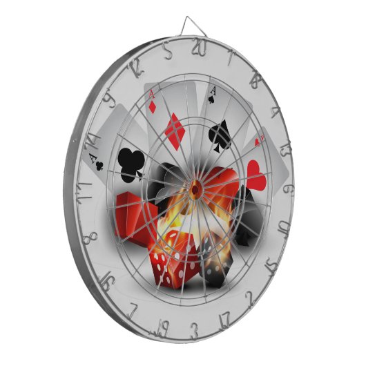 Flammen-Poker-Kasino-Weiß Dartscheibe (Vorderseite Links)