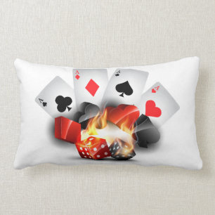Flammen-Poker-Kasino-Weiß Lendenkissen