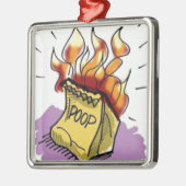 Flammen Poo Ornament Aus Metall (Links)