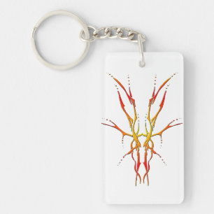 Flammen Tribal Hirsch Schädel Jagd Design Schlüsselanhänger