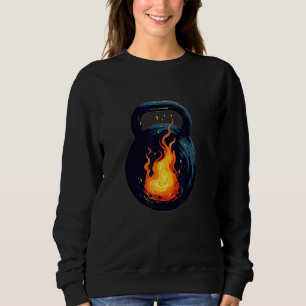 Flammen und Feuer schauen mit Kettleball für Sport Sweatshirt