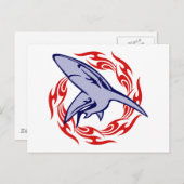 Flammen und Hai Postkarte (Vorne/Hinten)