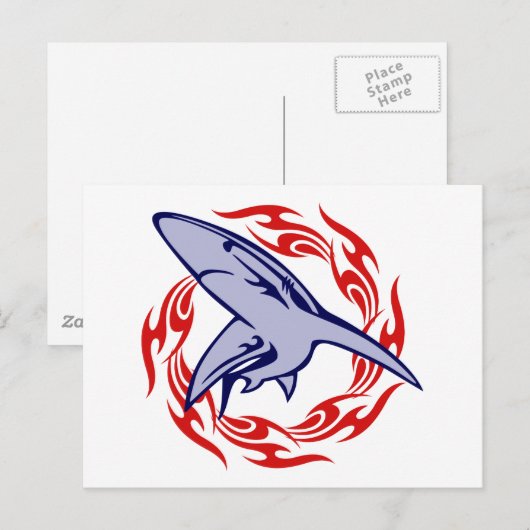 Flammen und Hai Postkarte (Vorne/Hinten)