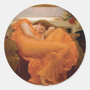 Flammen von Juni durch Frederic Leighton Runder Aufkleber