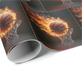 Flammenbasketball im Hoop Geschenkpapier (Rolleneckpunkt)