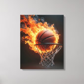 Flammenbasketball im Hoop Leinwanddruck (Vorderseite)