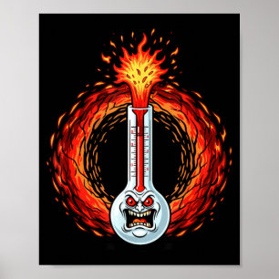 Flammend wütendes Thermometer extreme Hitze Wut  Poster