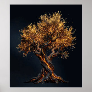 Flammende Baumwandkunst Poster