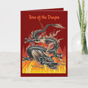 Flammende chinesische Drachen-Tätowierungsillustra Karte
