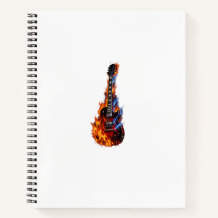 Flammende elektrische Gitarre Feuer und Blitz Rock Notizblock