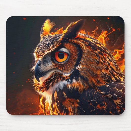 Flammende Eule Mousepad (Vorne)