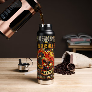 Flammende Schädel & LKW-Fahrer-Warn-Design Trinkflasche