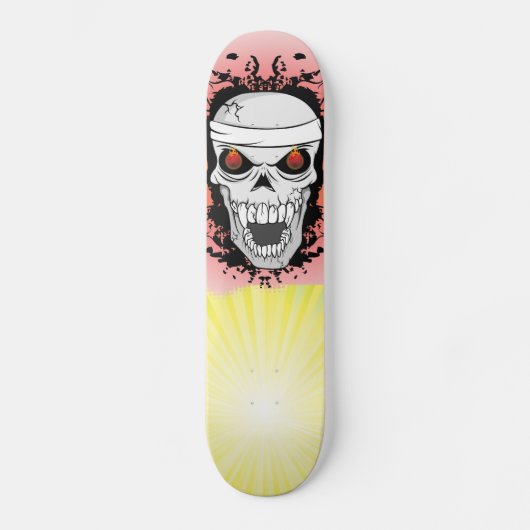 Flammende Skateboard für den Schädel. (Vorderseite)