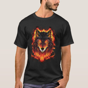 Flammende Wolf Head Wolf Gefechtswölfe Flamen Wild T-Shirt