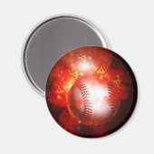 Flammender Baseball Magnet (Vorderseite/Rückseite)