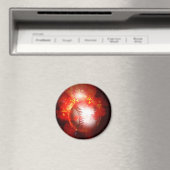 Flammender Baseball Magnet (In Situ (Geschirrspüler))